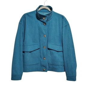 Anthropologie Avec Les Filles Teal Corduroy Lightweight Jacket Shacket Size M